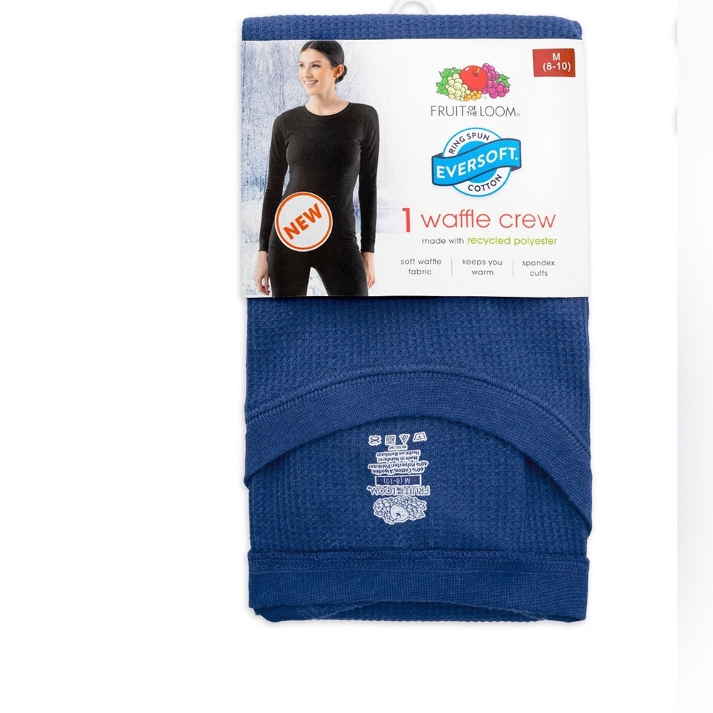 Fruit of the Loom dark blue eversoft Long Underwear Waffle Thermal top size XL - Picture 9 of 10